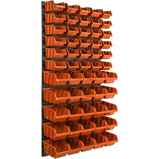 botle  Nástenný panel na náradie 58 x 117 cm s 55 ks. Krabic zavesené Oranžové Boxy Skladovací systém značky botle