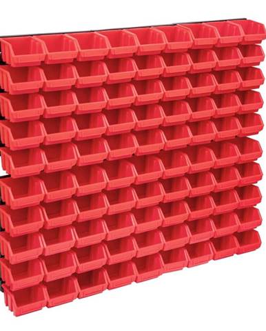 Vidaxl 96-dielna súprava úložných košov s nástennými panelmi červeno-čierna