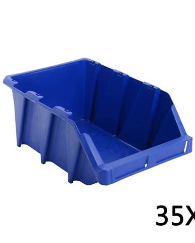 Vidaxl Stohovateľné úložné boxy 35 ks,  218x360x156 mm,  modré