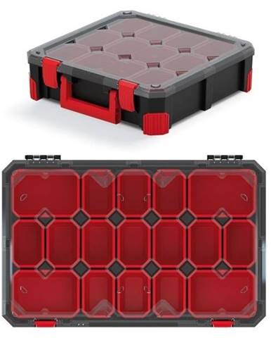 Prosperplast Organizér na náradie so 17 priehradkami TITANO 59, 8x39x11 cm čierno-červený